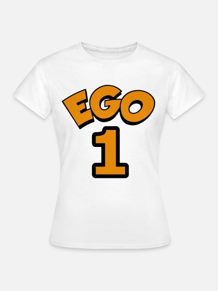 Ego Eins Orange auf Schwarz - Frauen T-Shirt - Weiß