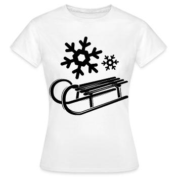 Schnee Schlitten Eiskristalle Schneeflocken Winter - Frauen T-Shirt - Weiß - Vorne - AI Model Female 172 dark (172cm)