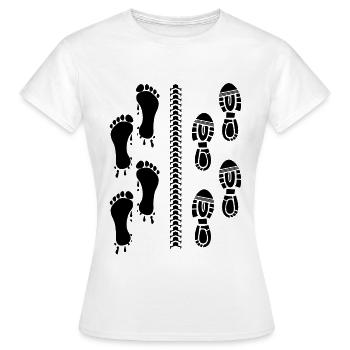 Fußabdruck eines Triathleten - Frauen T-Shirt - Weiß - Vorne - AI Model Female 172 dark (172cm)