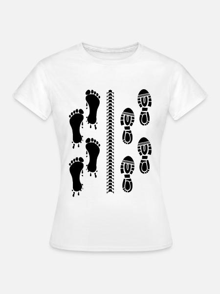 Fußabdruck eines Triathleten - Frauen T-Shirt - Weiß
