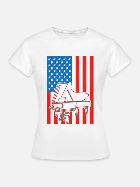 Patriotischer Pianist USA - Frauen T-Shirt - Weiß