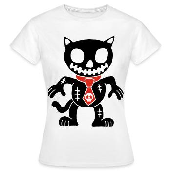 Chat noir poupée vaudou - T-shirt Femme - blanc - Devant - AI Model Female 172 dark (172cm)