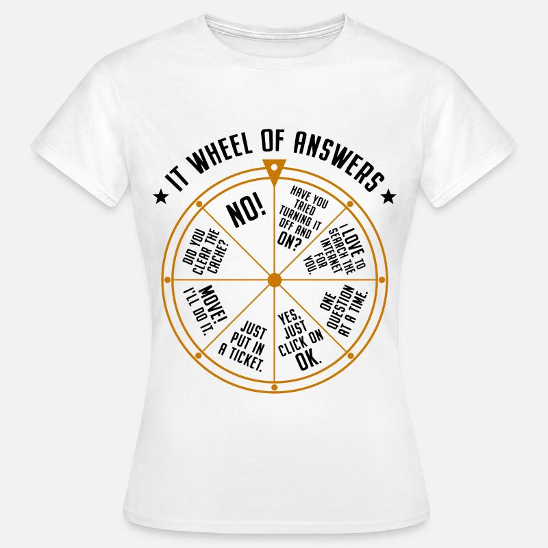 Supporto IT Ruota della Fortuna Service Desk IT Helpdesk Nerd - Maglietta da donna - bianco