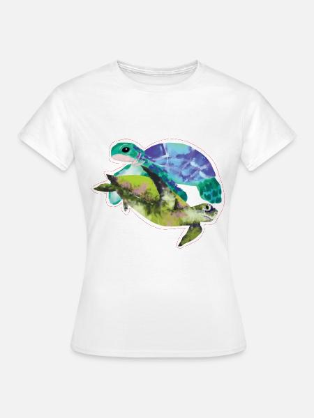 Aquarell Leitfähige Tropfen Schildkröte - Frauen T-Shirt - Weiß