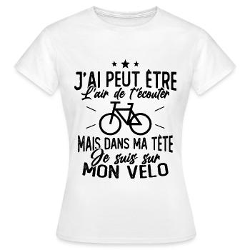 Dans Ma Tête Je suis sur Mon Vélo Humour Cyclisme - T-shirt Femme - blanc - Devant - AI Model Female 172 dark (172cm)