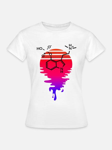 Psilocybin Molekül mit Retro Sunset - Frauen T-Shirt - Weiß