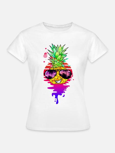 Lustige Retro Ananas - Frauen T-Shirt - Weiß