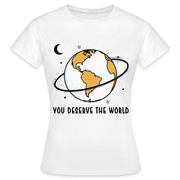 Earth Globe in Neon Orbit - Women's T-Shirt - white - Front - AI Model Female 172 dark (172cm)
