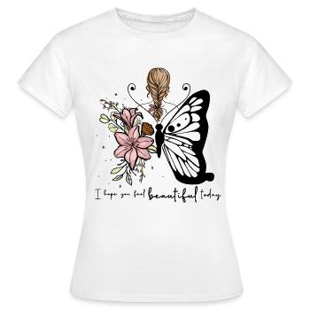 Braided Hair with Pink Lily Bouquet - Women's T-Shirt - white - Front - AI Model Female 172 dark (172cm)