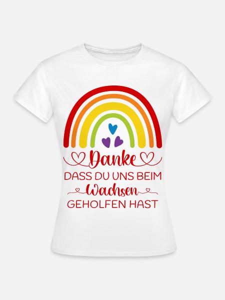 Danke sagen Kita Kindergarten Boho Regenbogen bunt - Frauen T-Shirt - Weiß