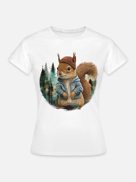 Niedliches Eichhörnchen - Frauen T-Shirt - Weiß