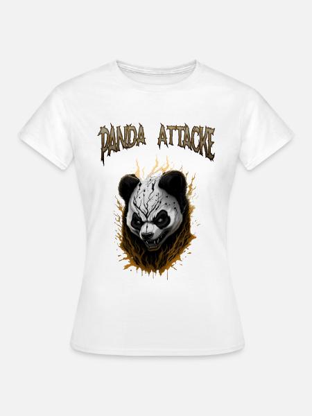 Dunkler Panda Angreifer Design - Frauen T-Shirt - Weiß