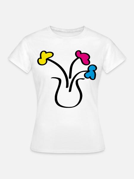 Abstrakte Zeichnung Blumen in einer Vase - Frauen T-Shirt - Weiß