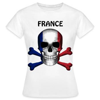 Crâne Jolly Roger Pirate Flag France R6Z - T-shirt Femme - blanc - Devant - AI Model Female 172 dark (172cm)