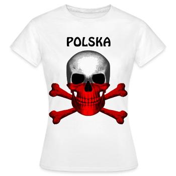 Crâne Jolly Roger Pirate Flag Polska R6Z - T-shirt Femme - blanc - Devant - AI Model Female 172 dark (172cm)