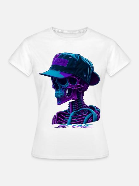 Skelett mit Kappe - Frauen T-Shirt - Weiß
