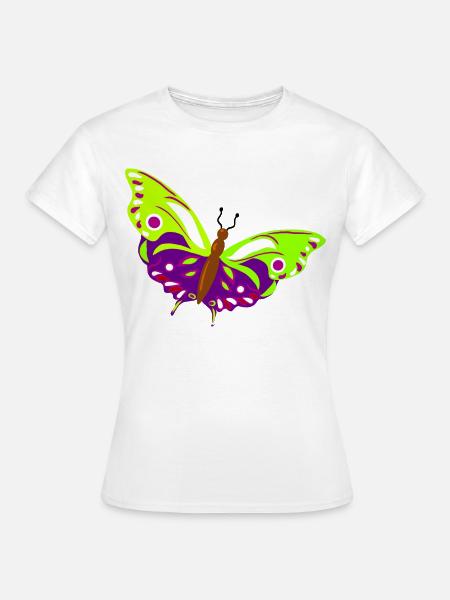 Mehrfarbige Schmetterlingsillustration - Frauen T-Shirt - Weiß