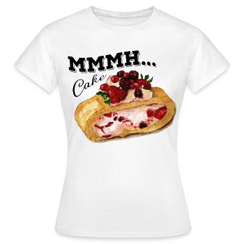 Mmmh Cake Cake Vintage Watercolor Strawberry Roller Shutter - Women's T-Shirt - white - Front - AI Model Female 172 dark (172cm)