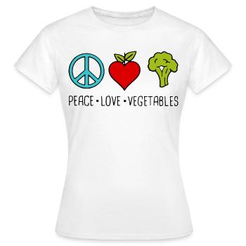 Paix Amour Légumes  - T-shirt Femme - blanc - Devant - AI Model Female 172 dark (172cm)