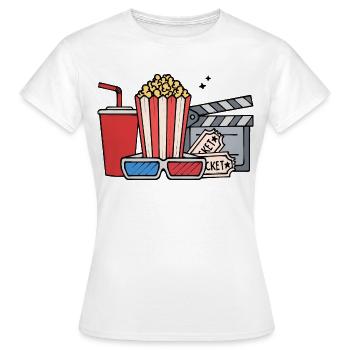 Cineast Movies Movies Cinema Movie Night Movie Night - Women's T-Shirt - white - Front - AI Model Female 172 dark (172cm)