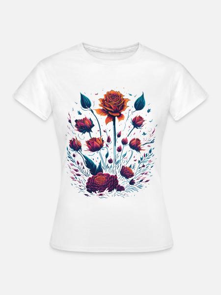 Rosen Vaporwave Blumenstrauß - Frauen T-Shirt - Weiß