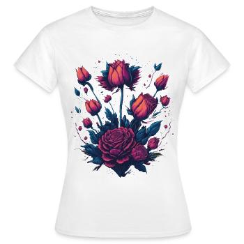 Rose shrub neon tattoo style - Women's T-Shirt - white - Front - AI Model Female 172 dark (172cm)
