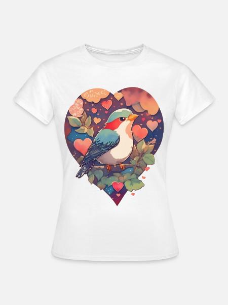 Vogel mit Herz - Frauen T-Shirt - Weiß