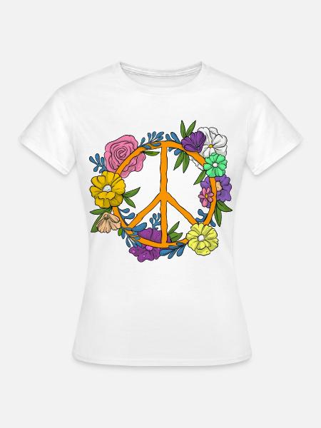 Peace Symbol / Friedenszeichen - Frauen T-Shirt - Weiß