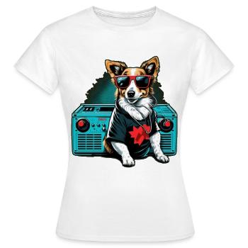 Hund mit grosser Boombox und Sonnenbrille - Frauen T-Shirt - Weiß - Vorne - AI Model Female 172 dark (172cm)
