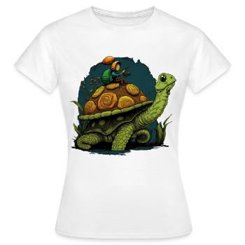 schnecke lässt sich von Schildkroete mitnehmen - Frauen T-Shirt - Weiß - Vorne - AI Model Female 172 dark (172cm)
