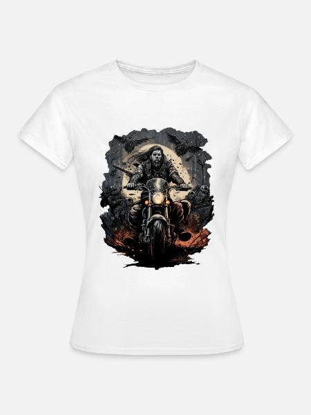 Biker im Mondlicht - Frauen T-Shirt - Weiß