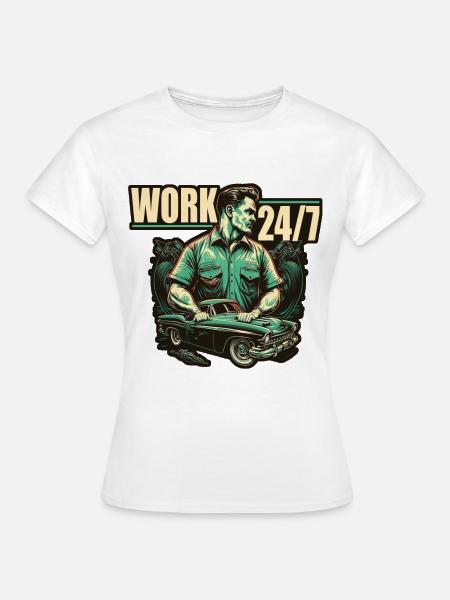 Mechaniker mit Autoteilen - Frauen T-Shirt - Weiß