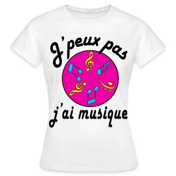 J'peux pas j'ai musique texte noir - T-shirt Femme - blanc - Devant - AI Model Female 172 dark (172cm)