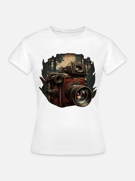 Kamera im Wald - Frauen T-Shirt - Weiß