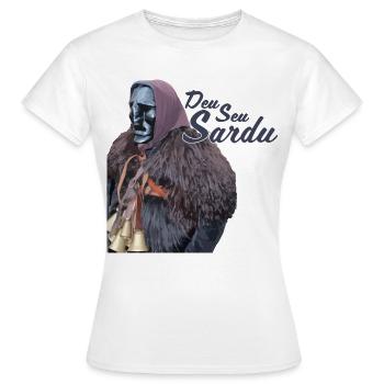 Sardischer Maskenlook mit Pelz - Frauen T-Shirt - Weiß - Vorne - AI Model Female 172 dark (172cm)