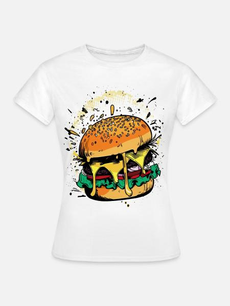 Cheeseburger Comic Burger - Frauen T-Shirt - Weiß