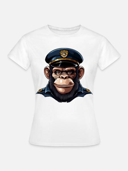 Schimpansen Polizistin - Frauen T-Shirt - Weiß