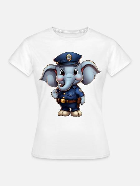 Elefanten Polizistin - Frauen T-Shirt - Weiß