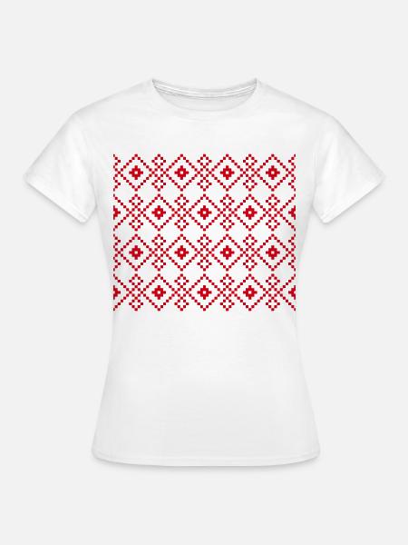 Weihnachtlicher einfarbiger Pullover (rot) - Frauen T-Shirt - Weiß