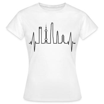 Shanghai Skyline Heartbeat Chine J’aime Shanghai - T-shirt Femme - blanc - Devant - AI Model Female 172 dark (172cm)