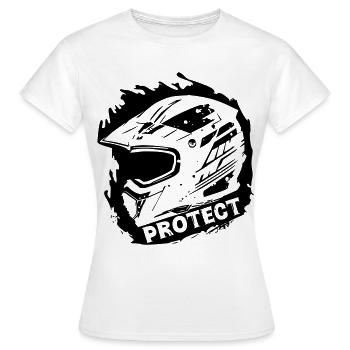 Protect - Schutzhelm [Schwarz] - Frauen T-Shirt - Weiß - Vorne - AI Model Female 172 dark (172cm)