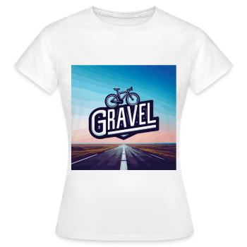 Gravelbike auf der Straße - Frauen T-Shirt - Weiß - Vorne - AI Model Female 172 dark (172cm)