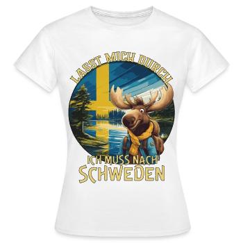 Schweden - lasst mich durch - Elch - Frauen T-Shirt - Weiß - Vorne - AI Model Female 172 dark (172cm)
