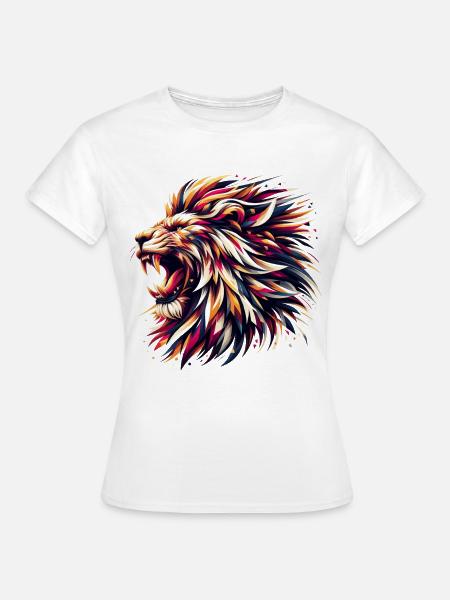 Lion Roars Geometryczny Prezent - Koszulka damska - biały