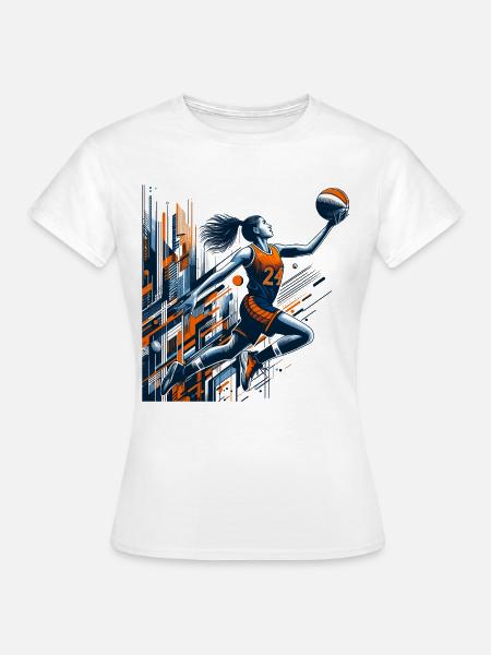 Frau Basketball Dunking Design - Frauen T-Shirt - Weiß