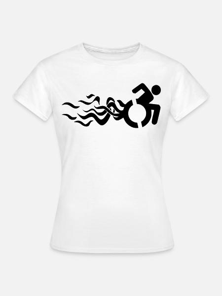 Flammendes Rollstuhlsymbol * - Frauen T-Shirt - Weiß