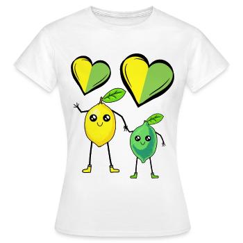 Zitrone Limette Herz Liebe Obst Früchte Vitamine C - Frauen T-Shirt - Weiß - Vorne - AI Model Female 172 dark (172cm)