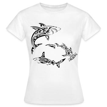 Polynesische Schwarzhaie - Frauen T-Shirt - Weiß - Vorne - AI Model Female 172 dark (172cm)