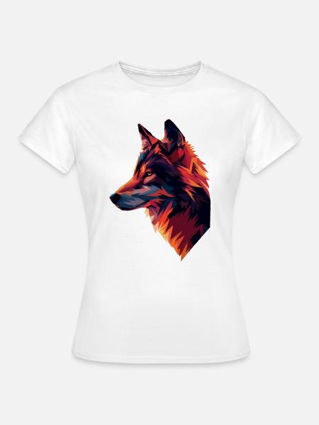 Bunte Wolfsillustration - Frauen T-Shirt - Weiß