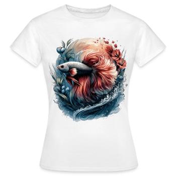 Betta Splendens, Aquarium de poissons Betta, Bettafan - T-shirt Femme - blanc - Devant - AI Model Female 172 dark (172cm)